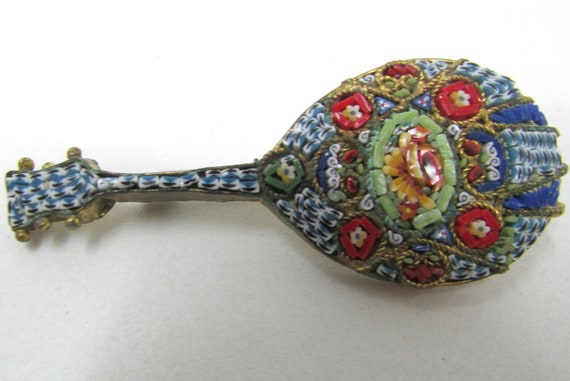 Vintage Micro Mosaic Mandolin Italian Pin Made in… - image 4