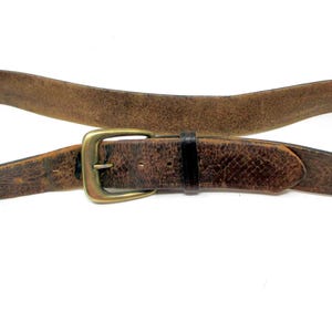 Vintage Tooled Leather Belt with Dragon Design – Western Embossed Brown Belt with Brass Buckle – 1970s Men’s Leather Accessories