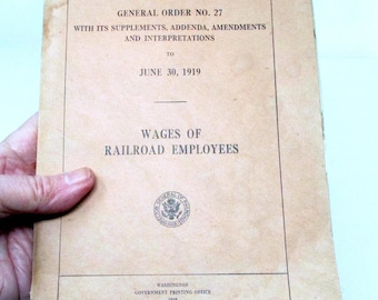 Vintage 1919 General Order No. 27 van de U.S. Railroad Administration – lonen van spoorwegpersoneel
