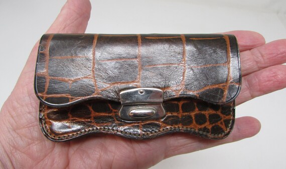 Vintage Alligator Leather Wallet Coin Purse Antiq… - image 3