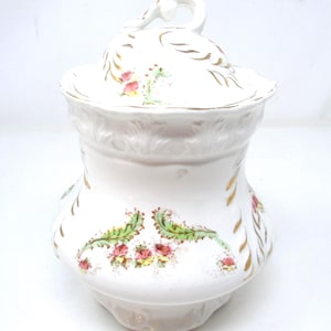 Tarro de galletas vintage de porcelana con tapa, tarro de galletas antiguo de Versus