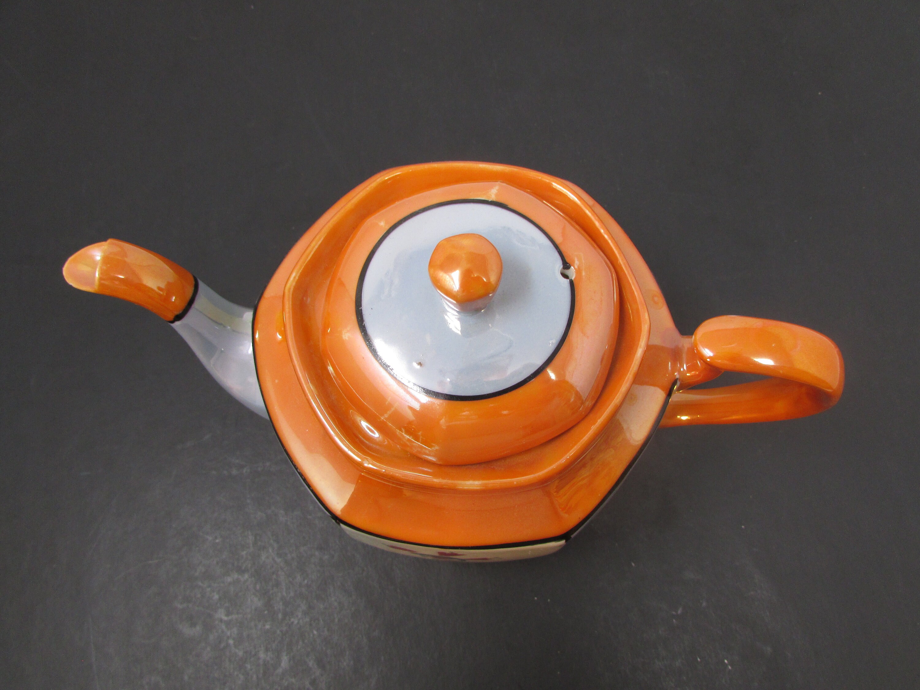 Vintage Lusterware Teapot With Hand Painted Design Etsy