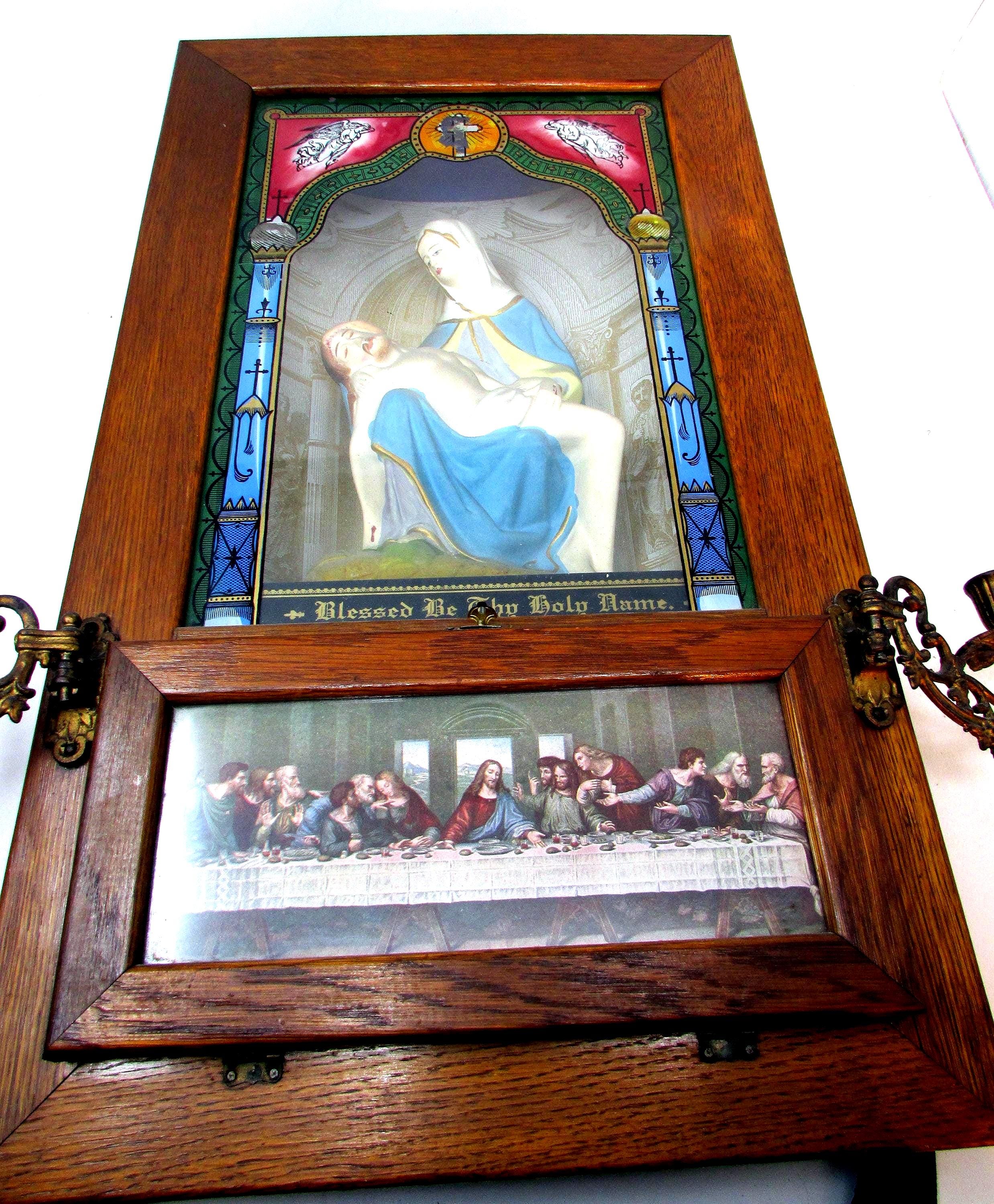 Antique Catholic Sick Call Set – Oak Altar, Pietà, Last Supper - Etsy
