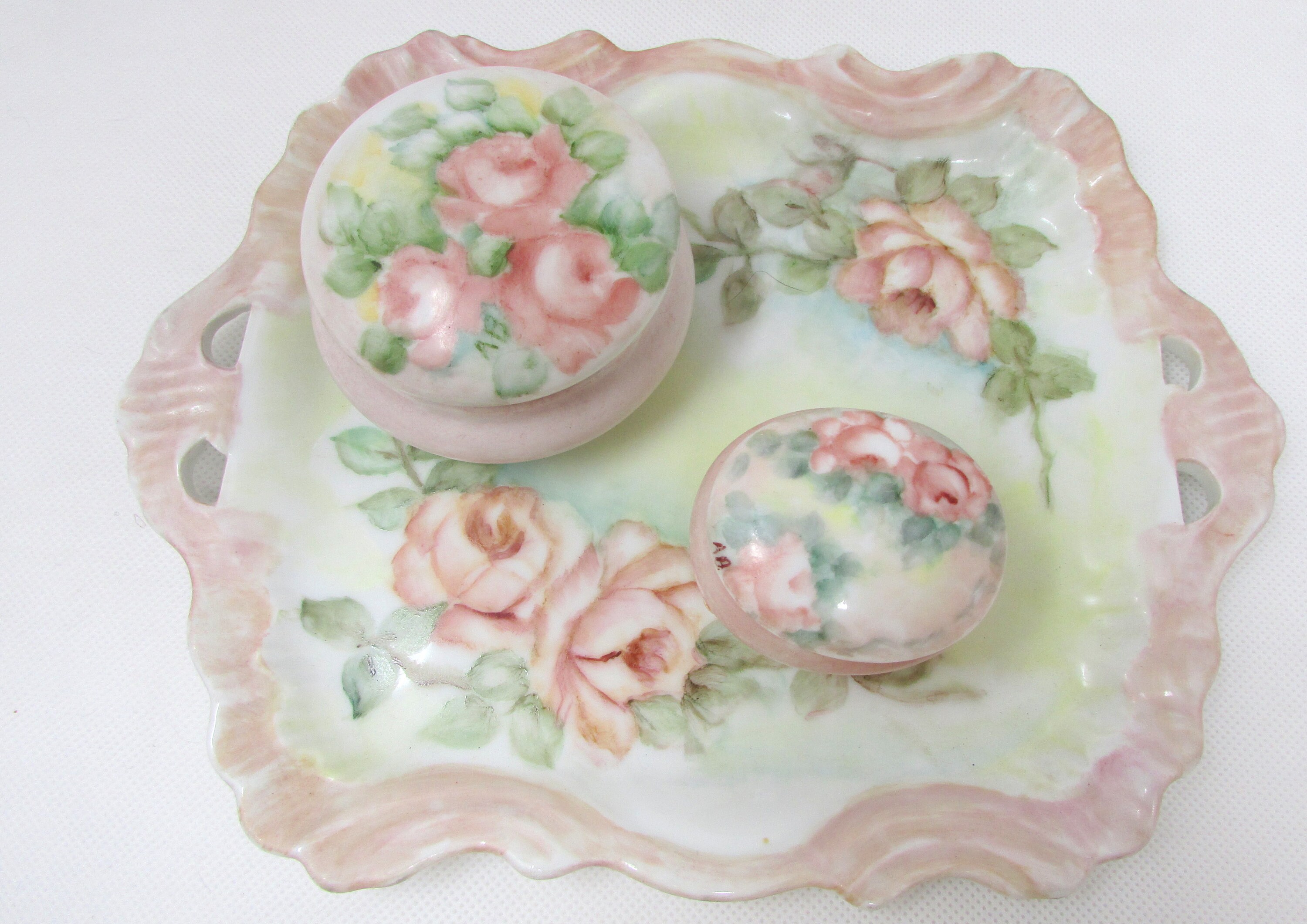 Vintage Porcelain Dresser set Tray Ring Box Jewelry Casket Etsy