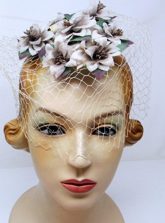 Darling Mini Hat Veil Violets Velvet Bow and Net V