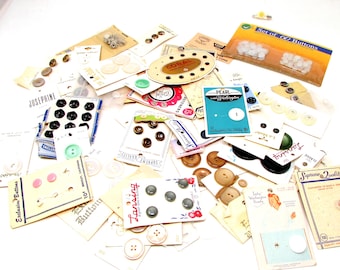 Vintage Sewing Buttons Lot – 1940s-60s, Mixed Styles on Cards