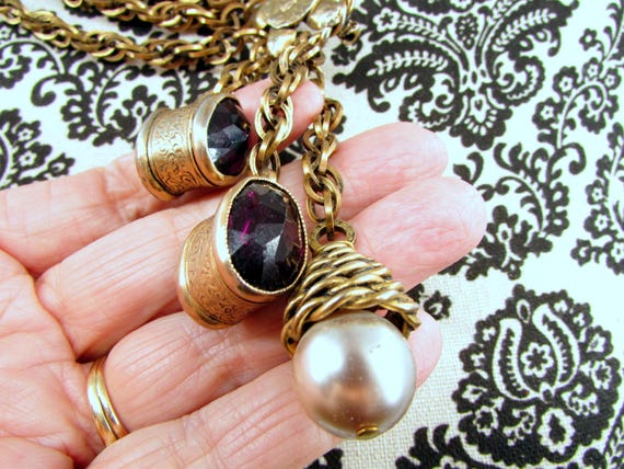 Vintage Adele Simpson Chatelaine Brooch 1950s Asy… - image 10