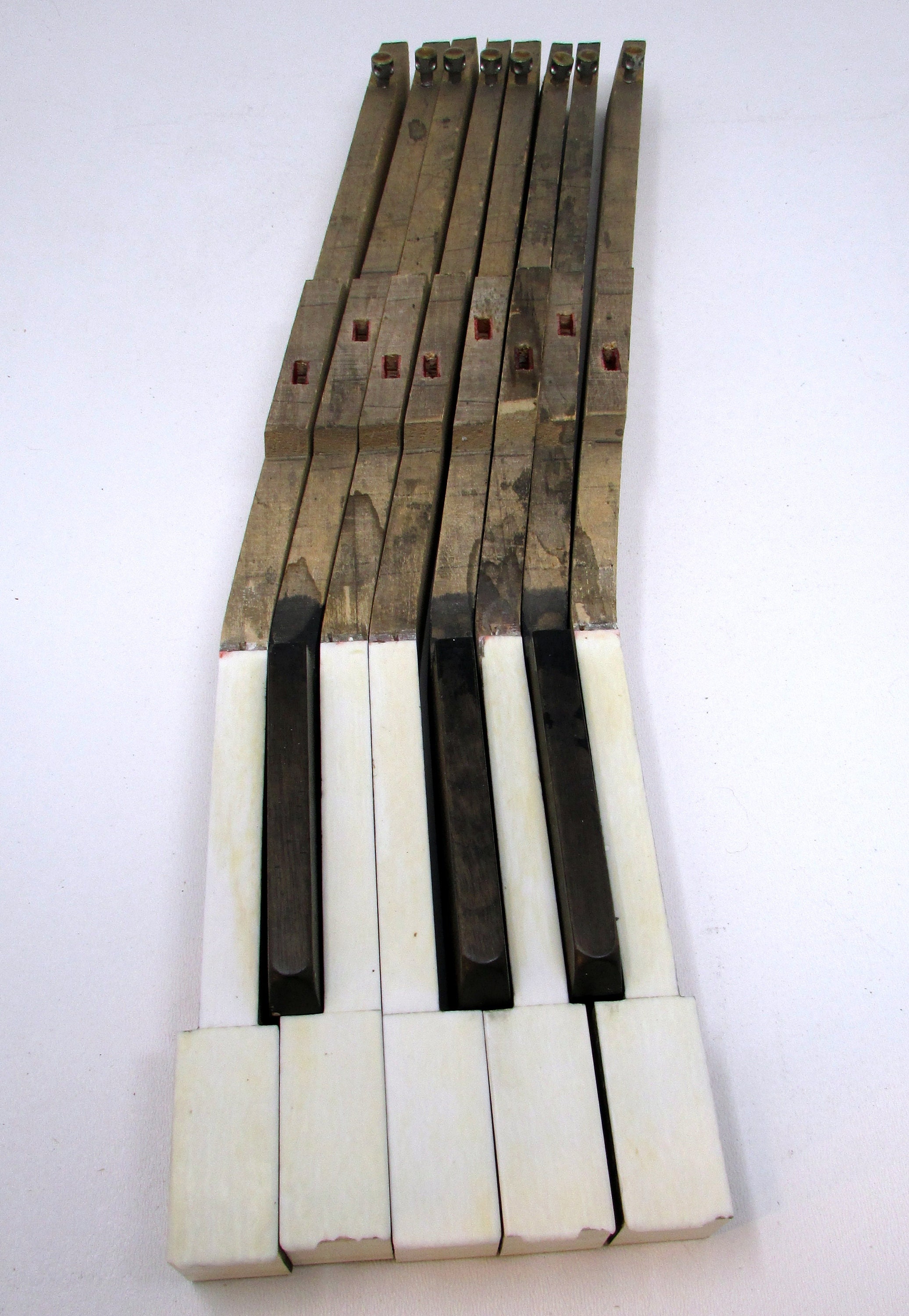Antique Ivory Piano Keys from Early 1900 s Upright Piano Set of 8 Black and White Keys Crafts Art Sculpture or Restoration