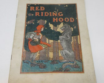 Vintage 1912 Linen Red Riding Hood book No. 885 from the Jack and the bean stalk series Fabulous illustrations