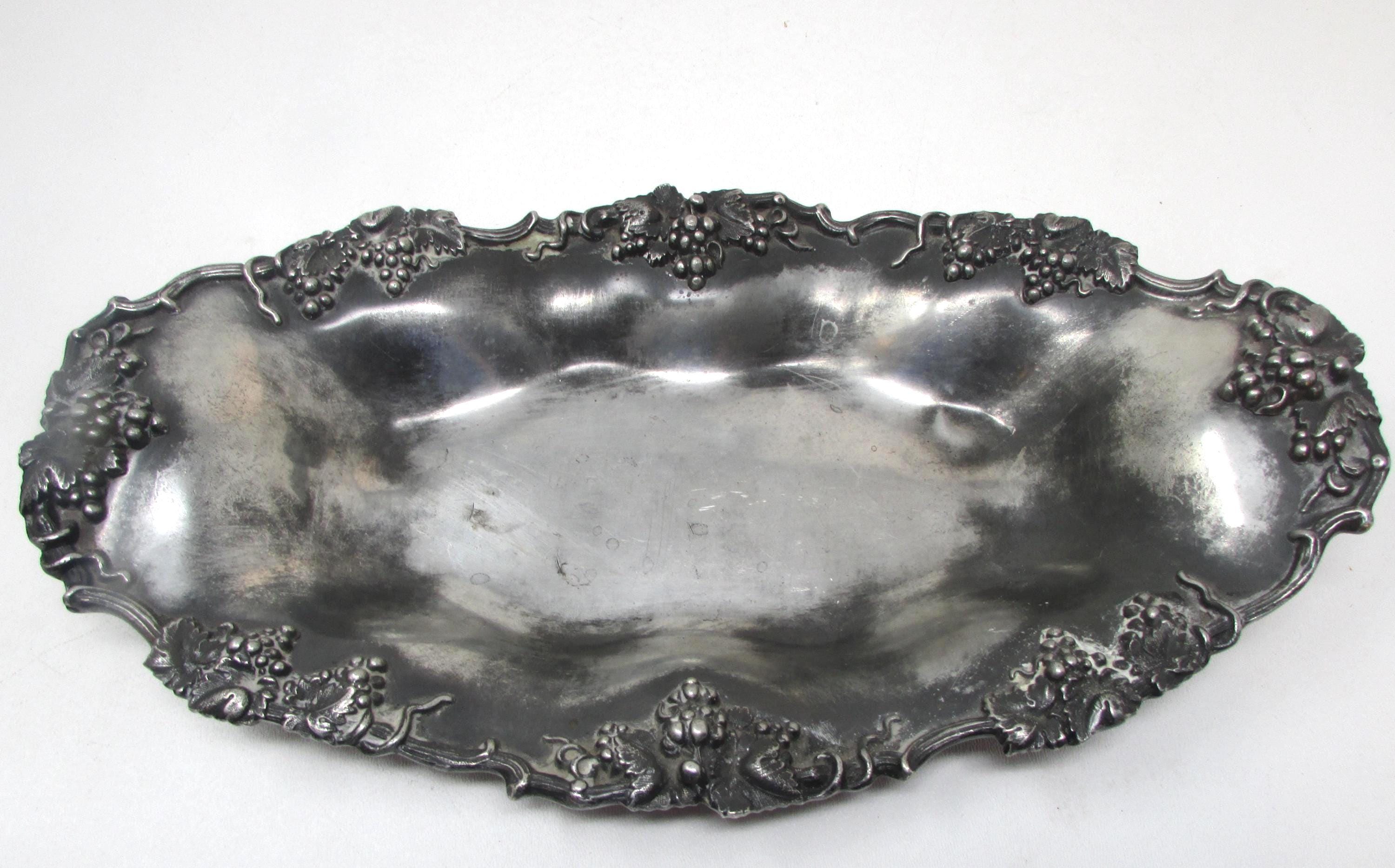 Vintage Silver Dish Quadruple Silverplate Grape Motif Tray – E.G.