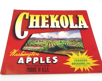 Vintage Apfelkiste Label: Chekola Washington Äpfel Art-Deco-Druck