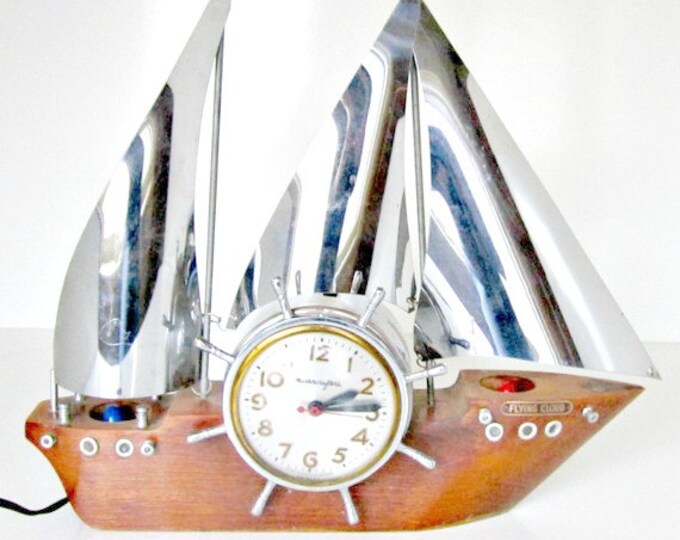Vintage Yankee Clipper Ship Clock Sailing Boat Mastercrafters Flying