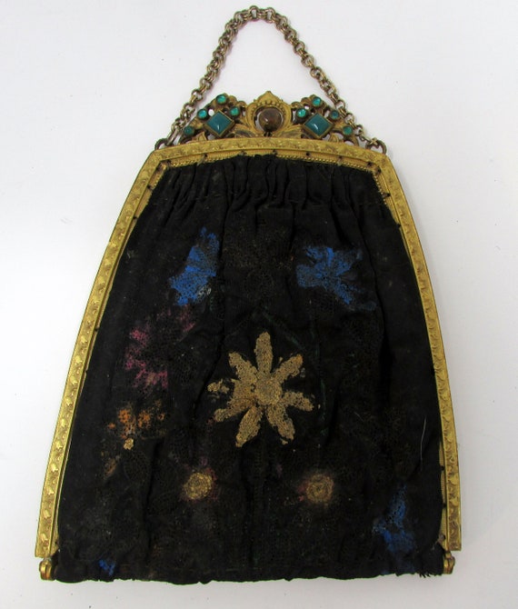 Victorian Chatelaine Sewing Kit Purse Antique Pur