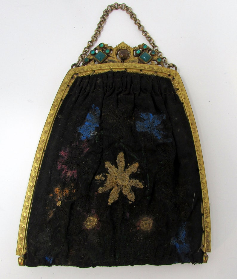 Victorian Chatelaine Sewing Kit Purse Antique Purse Jewels Etsy