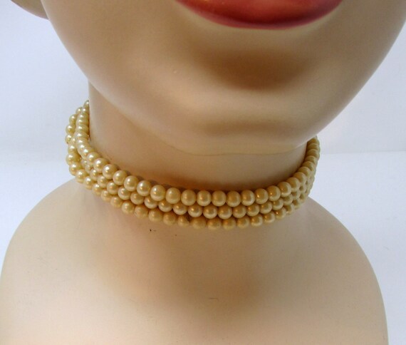 Vintage Triple Strand Faux Pearl 