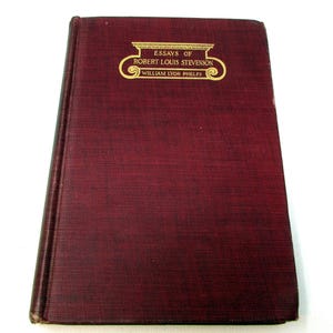 Essais de Robert Louis Stevenson, livre rouge antique à couverture rigide, William Lyon Phelps