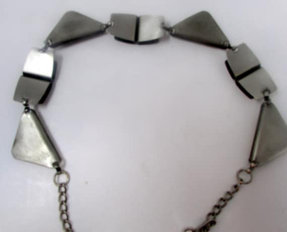 Vintage Egyptian Style Costume Necklace Silver Me… - image 9