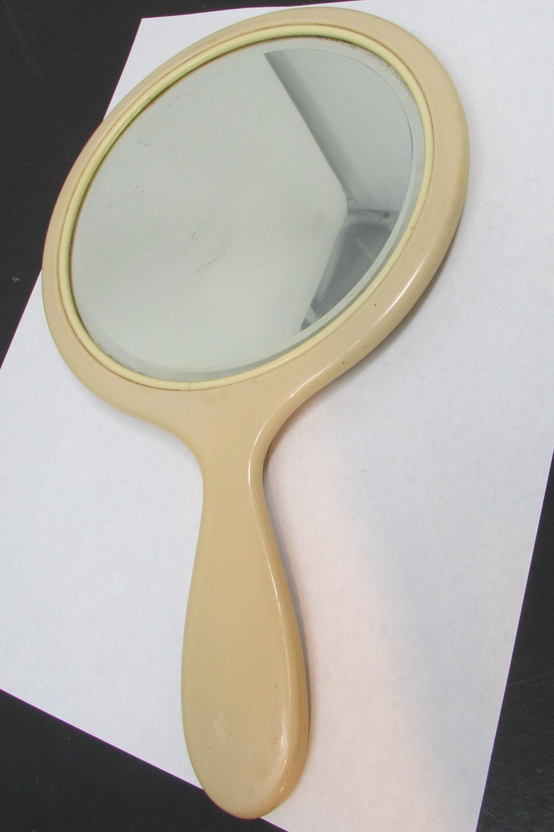 Vintage French Ivory Hand Mirror Ivory Pyralin Celluloid Etsy