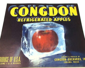 Vintage Congdon Orchards Apfelkiste Aufkleber , Yakima Washington