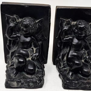 Vintage Cherub Buchstützen Royal Bronze Figural Putti Metall Buchstützen Klassischer Stil Paar
