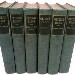 Antique George Eliot Book Set 1909 Middlemarch Mill on the Floss Felix Holt Adam Bede Romola collection 6 Vols Illustrated Century Library