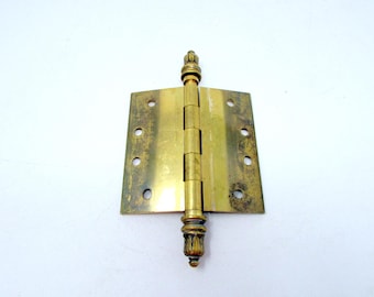 Vintage Solid Brass Door Hinge J.E. Berne Phila PA Decorative Finial Architectural Hardware
