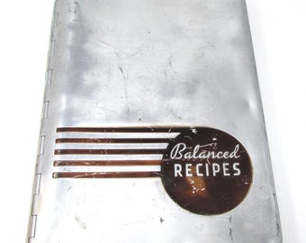 Vintage Cookbook 1st Edition Metal Recipe  - Balanced Recipes, by Mary Ellis Ames 1933, Pillsbury Flour Mills Company Recipe Box