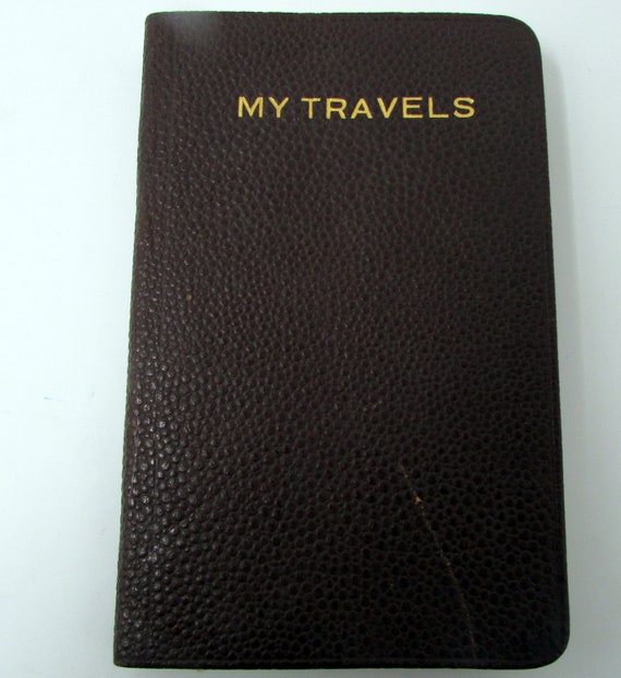 Vintage Leather Travel Log Journal Log Book With San Francisco Lucca Restaurant Menu And Original Box 1930s - 
