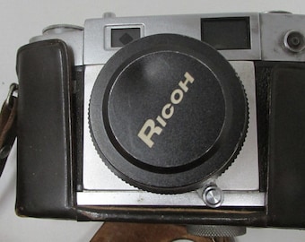 Vintage 35mm Camera in Original Leather Case Fully Working Ricoh 300 35mm Film Camera  w/ Riken 45mm f2.8 Lens 1960s Japan