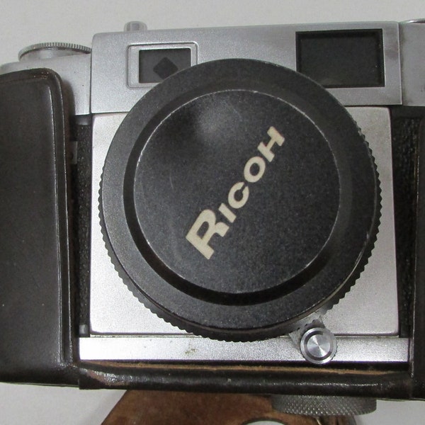 Vintage 35mm Camera in Original Leather Case Fully Working Ricoh 300 35mm Film Camera  w/ Riken 45mm f2.8 Lens 1960s Japan