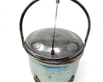 Vintage EPCA Bristol Silverplate by Poole B47 Footed Ice Bucket Glass Liner Barware
