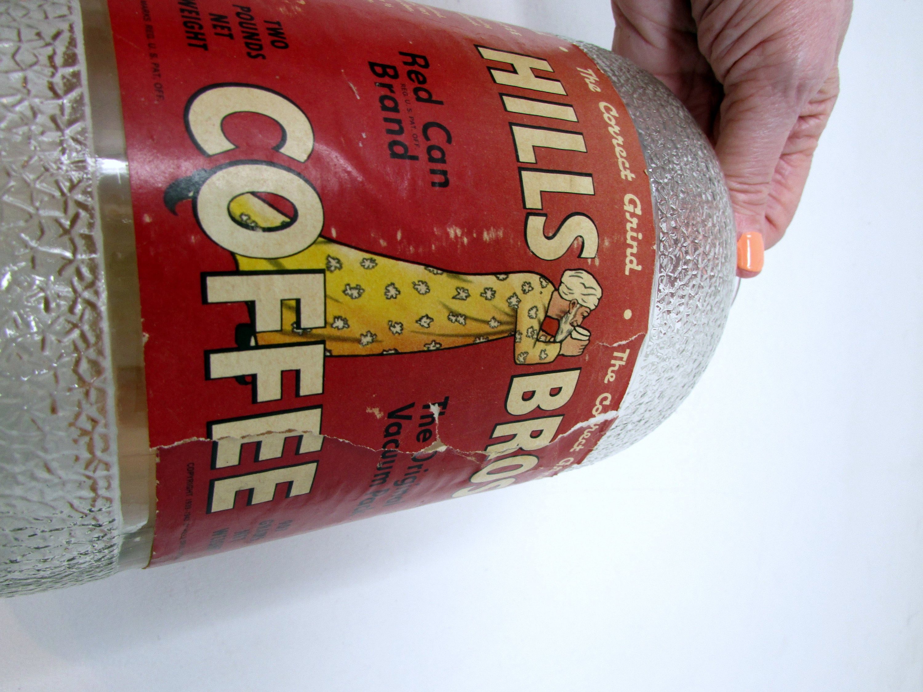 Vintage 1940s Hills Bros Coffee Jar, Retro Kitchen Decor (no Lid
