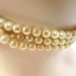Vintage Pearl Necklace Pearls Triple Strand Faux Pearl Stretch Choker 1950s Pearls 3 rows
