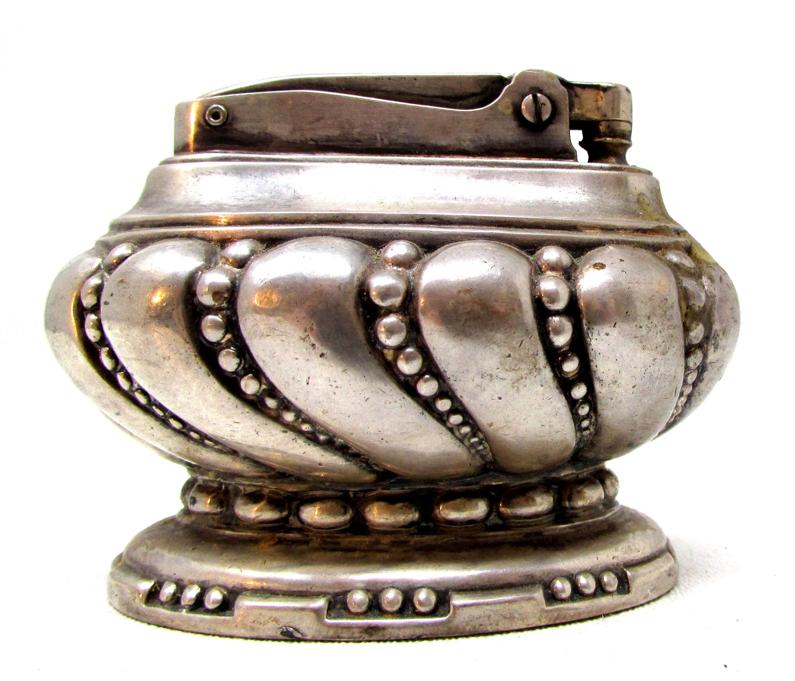 Vintage Ronson Crown Table Lighter Silver Classic Lighter Works - Just Needs Fuel Silverplated