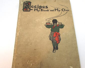 Vintage Cookbook Recipes: My Friends and My Own Designed and Illustrated by Louise Perrett Vintage Recipe Book Cookbook Handwritten Recipes