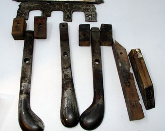 Antique Piano Foot Pedals plus decorative Iron Trim Piece from Early 1900's Upright Piano Vintage Hardware Restoration