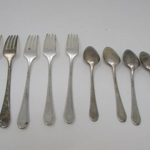 Vintage Community Plate Flatware 9 pcs Flatware Silverware Lot of Forks and Spoons Sweet Floral Pattern Art Deco image 8
