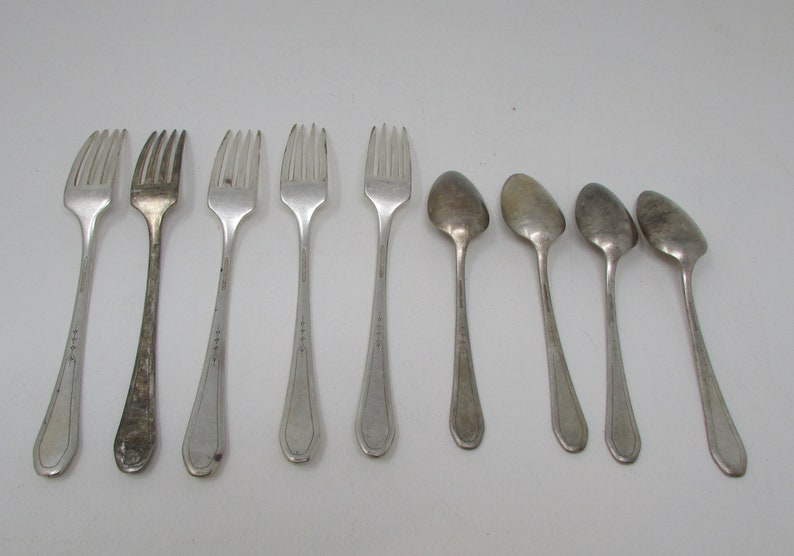 Vintage Community Plate Flatware 9 pcs Flatware Silverware Lot of Forks and Spoons Sweet Floral Pattern Art Deco image 8