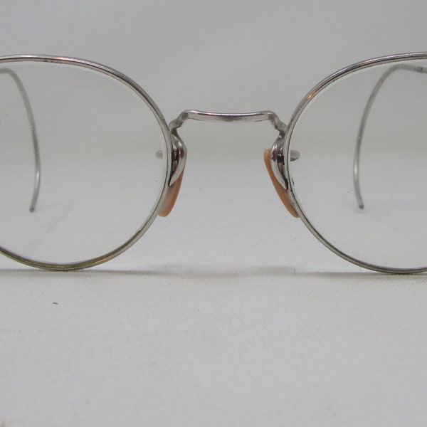 Antique Nearly Round Eye Glasses Windsor Spectacles Round Silver Frames  Vintage Eyeglasses Art Deco Ful-vue Glasses with Case