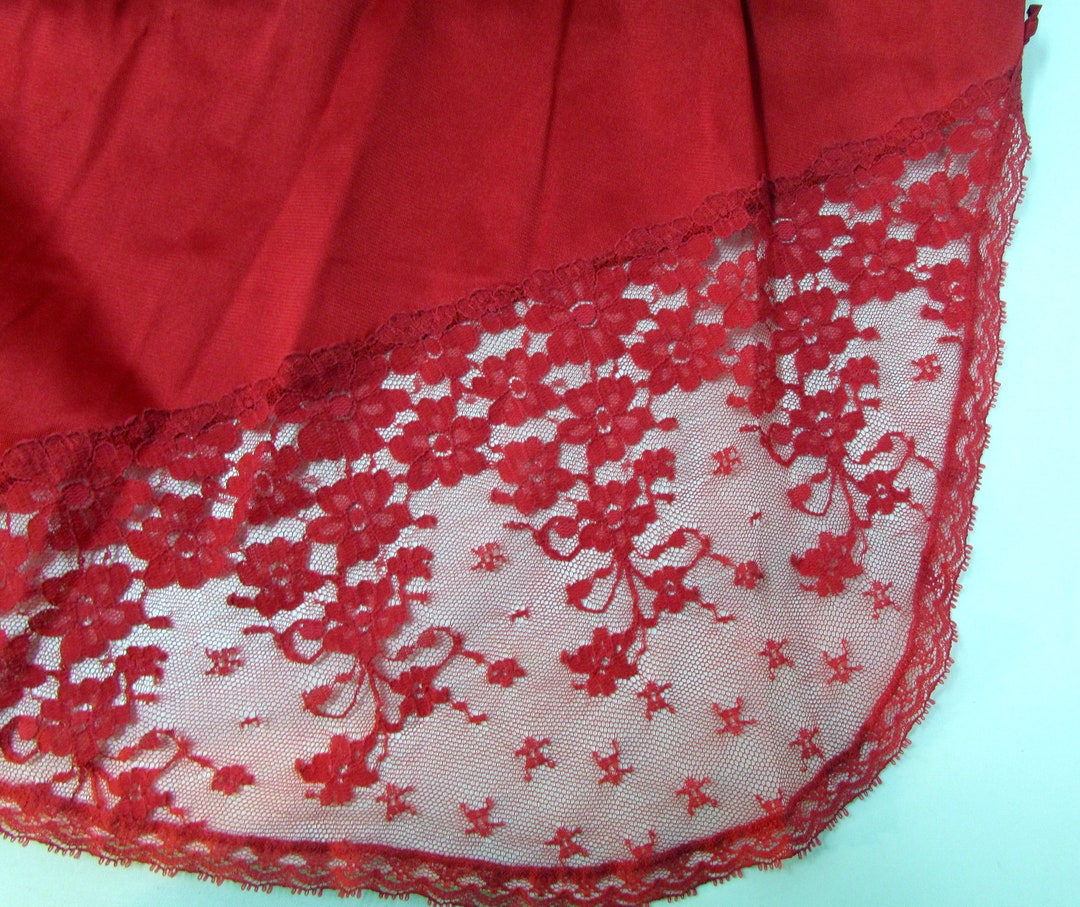 Vintage 80s Lipstick Red Lace Half Slip Lingerie Lace Skirt - Etsy