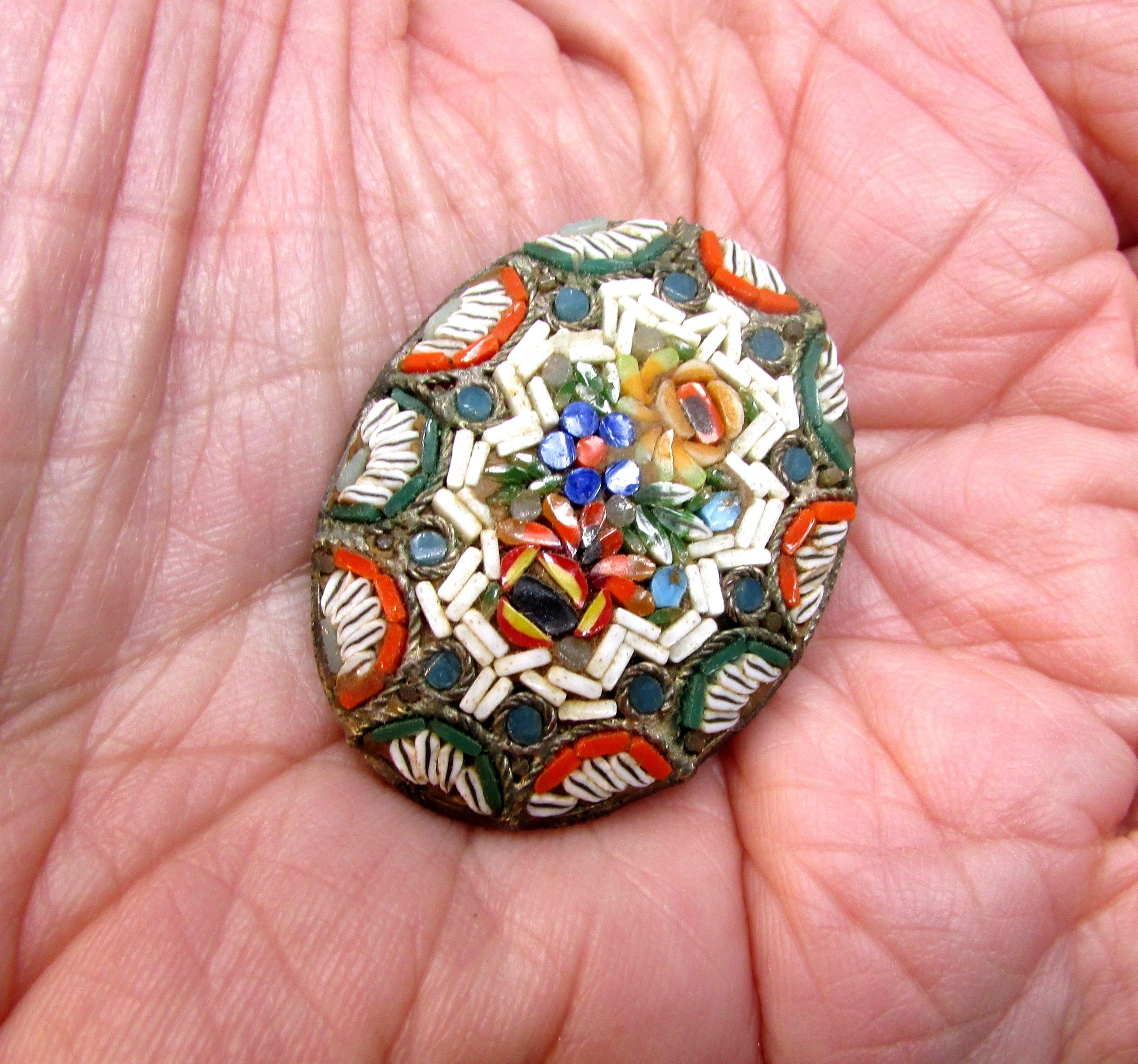 ヴィンテージフローラルマイクロモザイクブローチ、イタリア製 - Etsy 日本