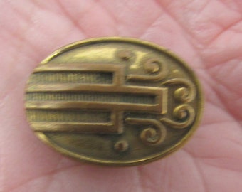 Authentic Art Nouveau Tie Clip Gorgeous Brass with great Patina Vintage Tie Clip Groom Attire