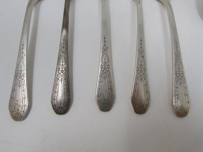 Vintage Community Plate Flatware 9 pcs Flatware Silverware Lot of Forks and Spoons Sweet Floral Pattern Art Deco image 7