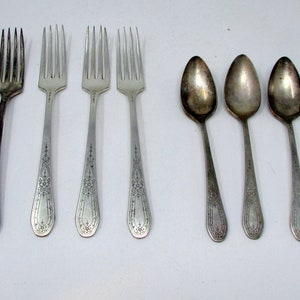 Vintage Community Plate Flatware 9 pcs Flatware Silverware Lot of Forks and Spoons Sweet Floral Pattern Art Deco image 1