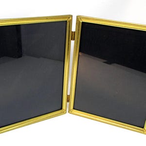 Vintage Double Frame Art Deco Gold Tone Frame Standing with Tiny Flowers raised in each corner Picture Frame 8 x 10 fits two 8 x 10 photos