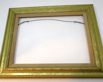 Art Deco Wood Frame with Velvet Trim and Intricate Carved Wood Design Gold 1940s Wood Vintage Wooden Frame Art