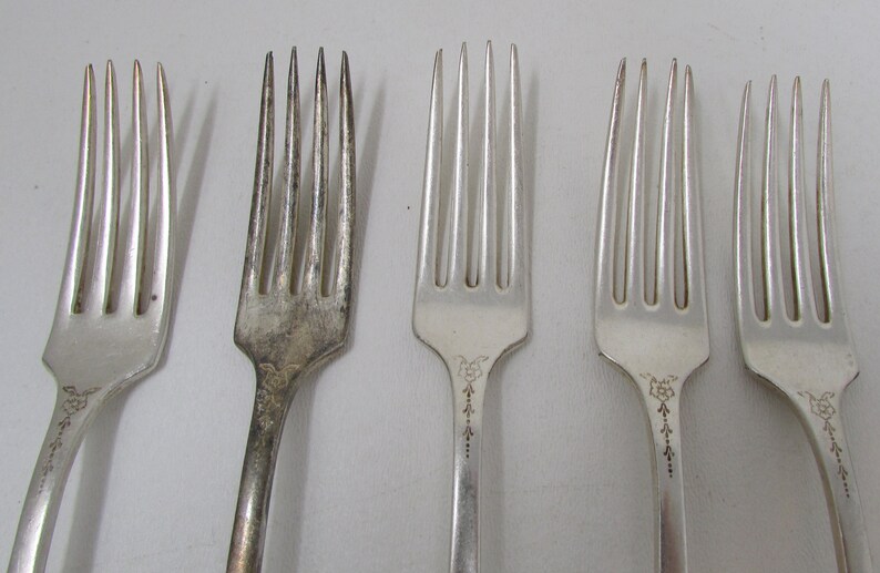 Vintage Community Plate Flatware 9 pcs Flatware Silverware Lot of Forks and Spoons Sweet Floral Pattern Art Deco image 6