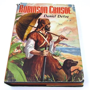 Vintage Classic Book Robinson Crusoe by Daniel Defoe Whitman Classic Series 1940s DJ/Hardcover 1946