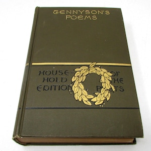 Vintage 19th C Tennyson Poems Book – Ilustrowany zbiór poezji wiktoriańskiej – Lady of Shalott, Ulysses, Szarża lekkiej brygady