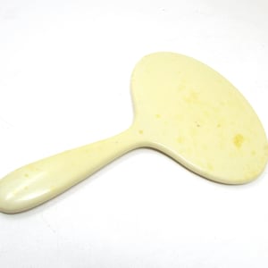 Vintage French Ivory Hand Mirror Ivory Pyralin Celluloid Mirror Vanity Beveled Hand Mirror Oval